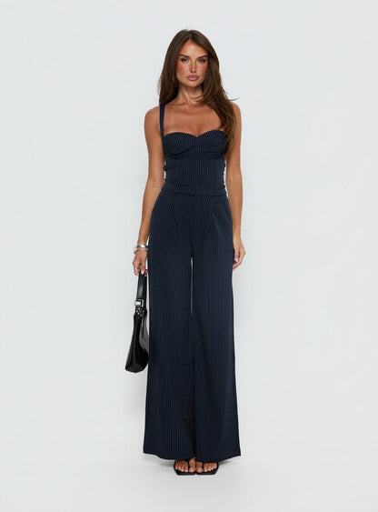 Briana Set Navy Pinstripe Petite