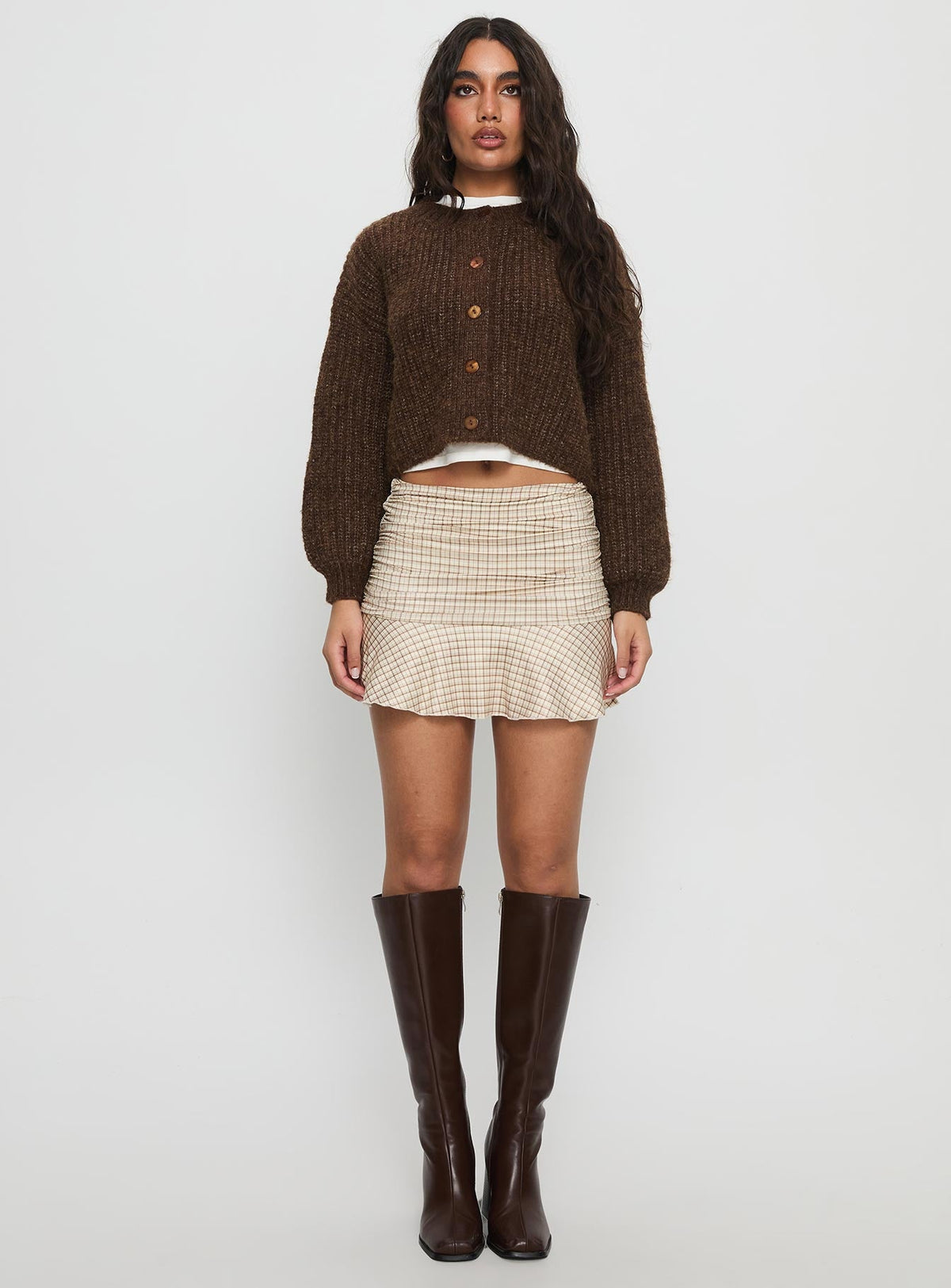 Celebrations Mini Skirt Beige Check