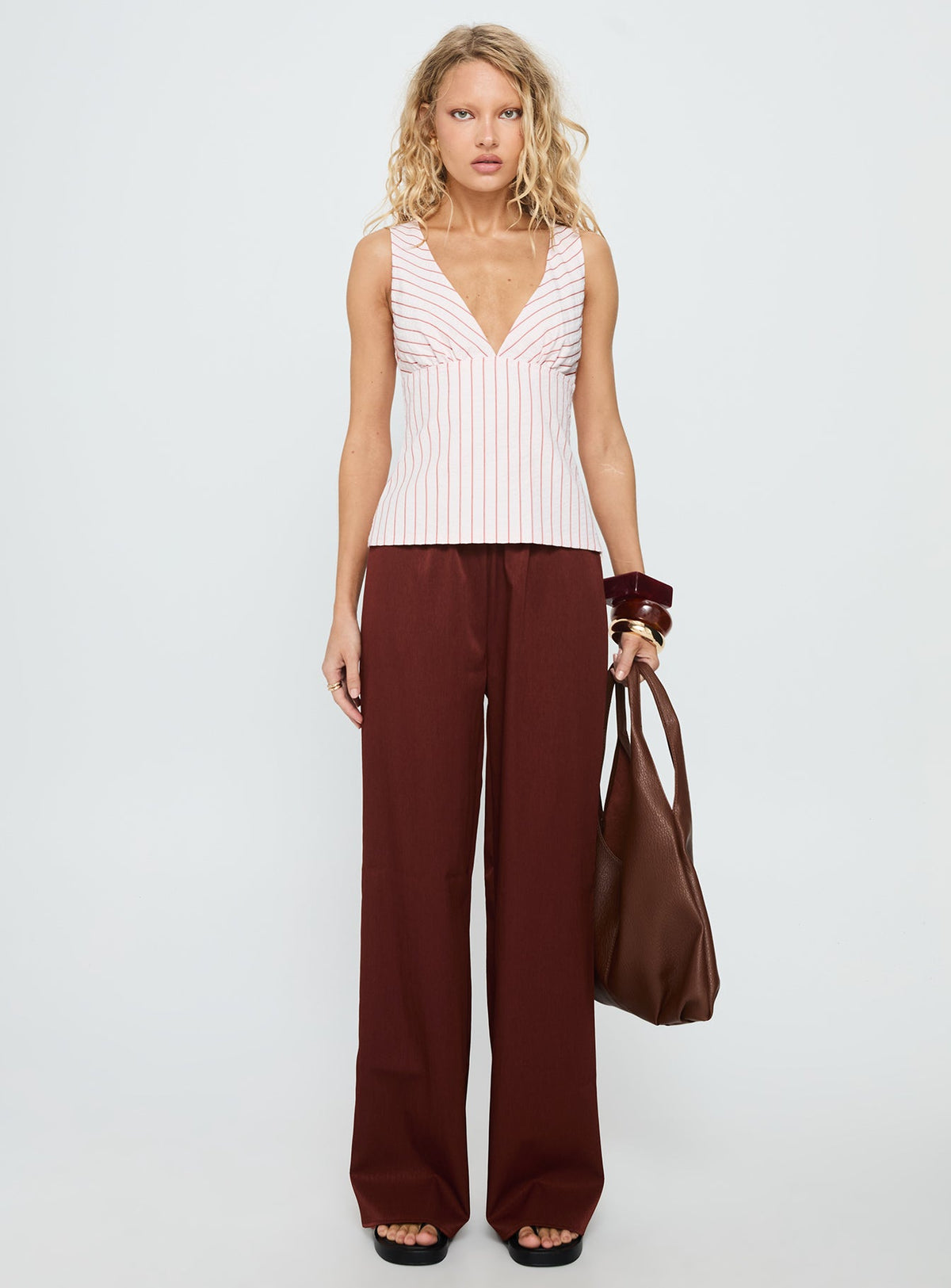 Callaia Plunge Cami Top Pink Stripe