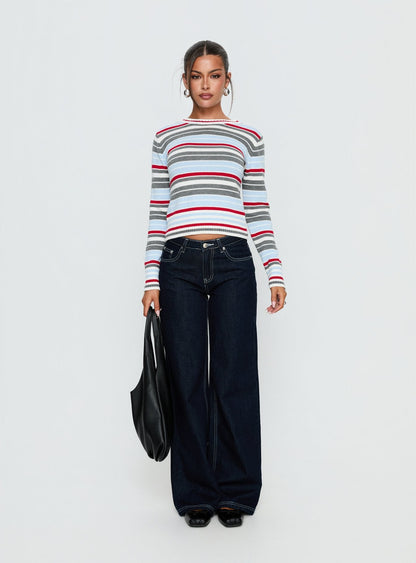 Briette Long Sleeve Top Blue / Red Stripe