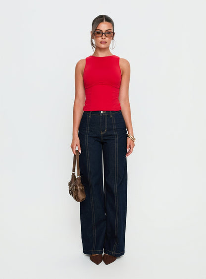 Cadance High Rise Straight Leg Jeans Indigo