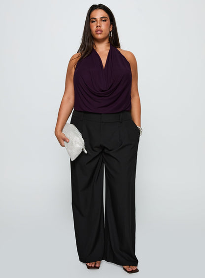 Carefree Days Cowl Neck Top Purple Curve