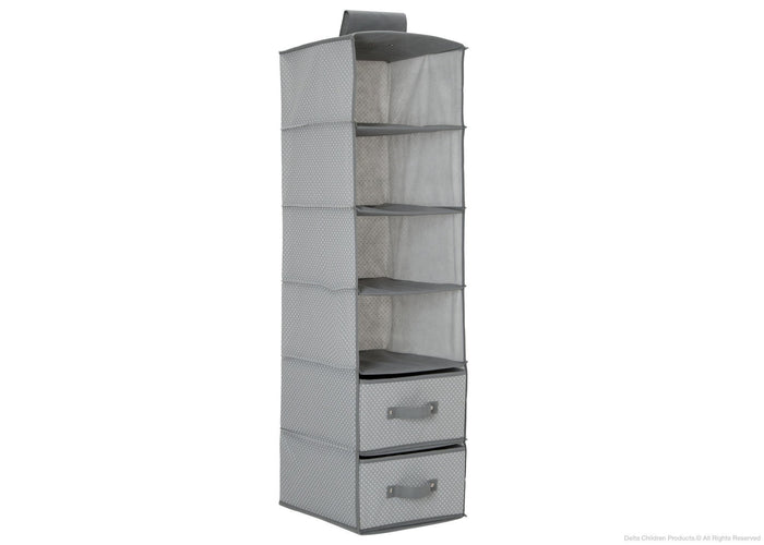 Delta Children Dove Grey (058) 6 Shelf Storage with 2 Drawers, Drawer Option a1a