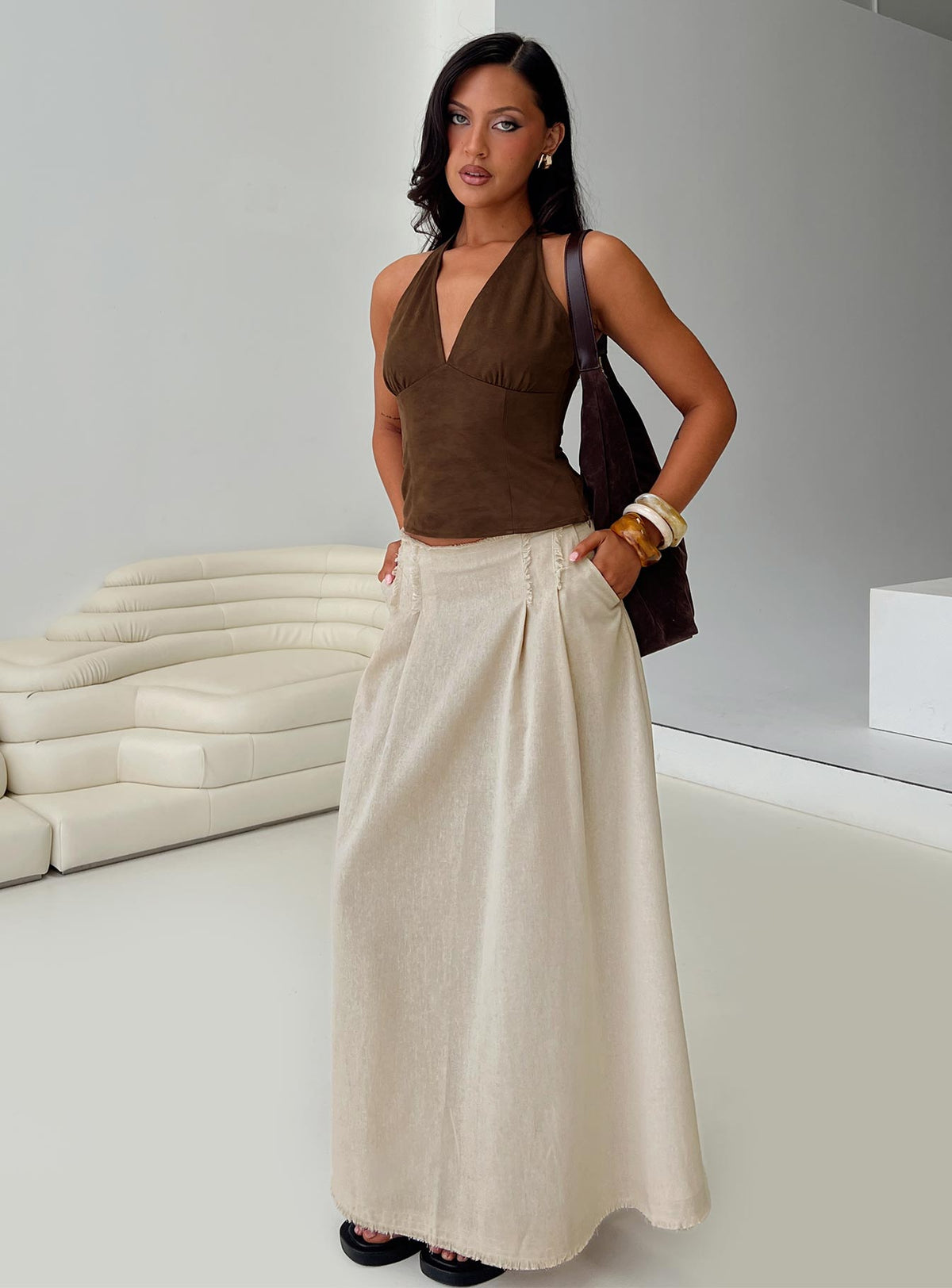 Bohemian Spirit Maxi Skirt Beige