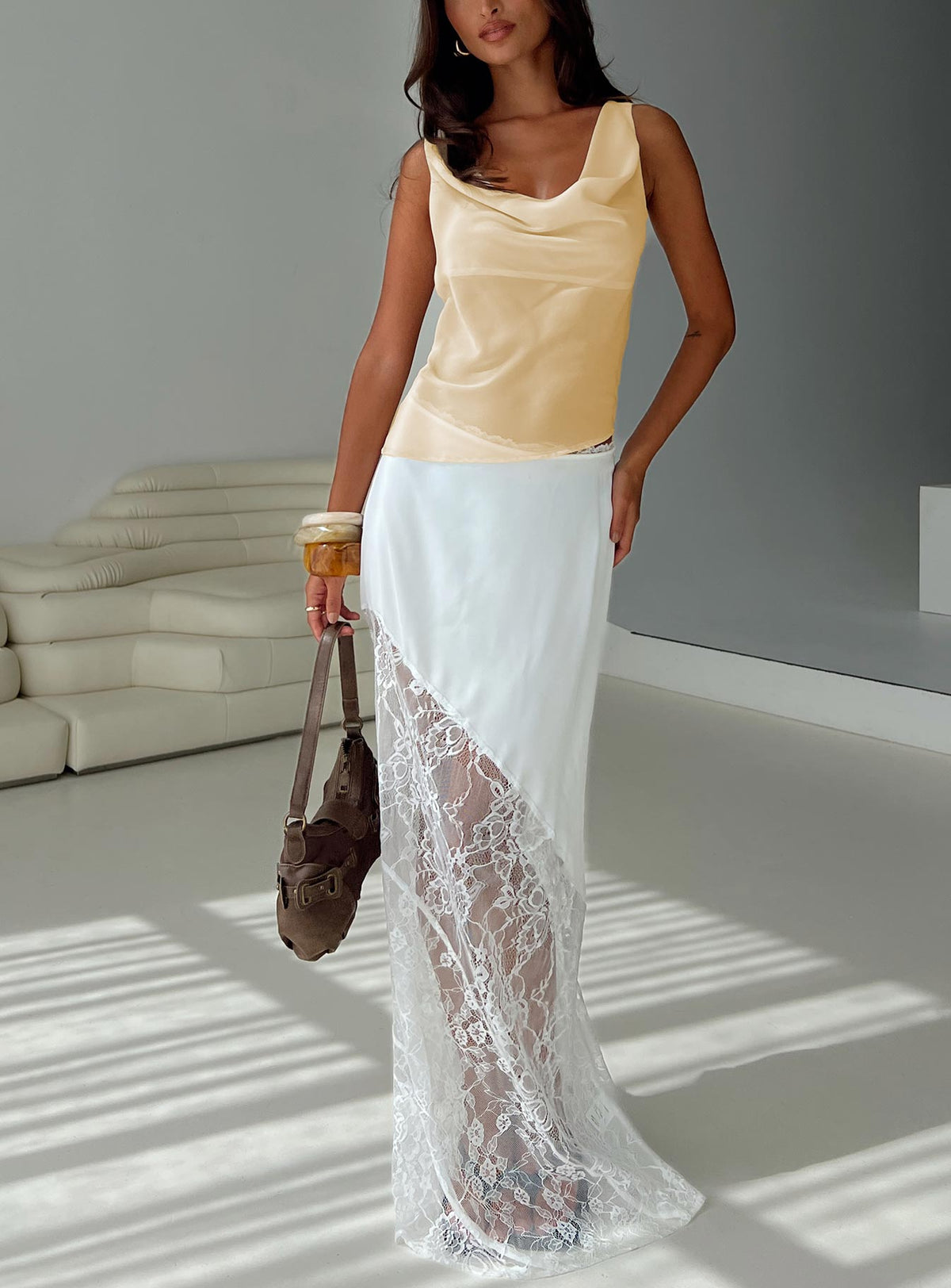 Castelli Lace Maxi Skirt White