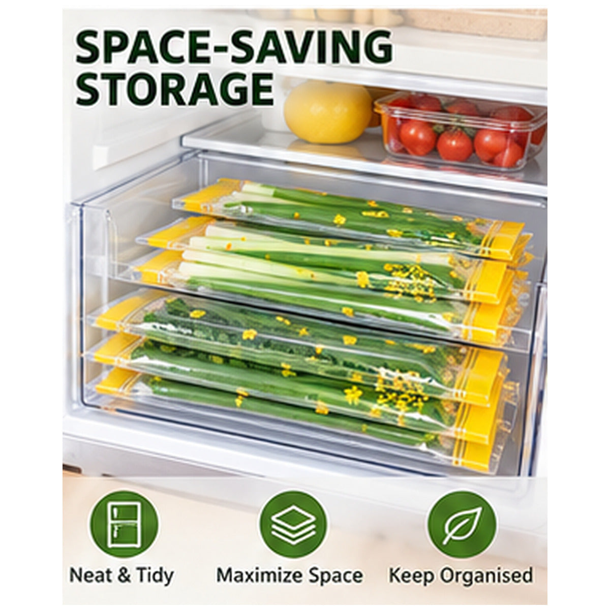 Double-Seal Reusable Food Storage Bags – Leakproof Resealable Snack Pouches