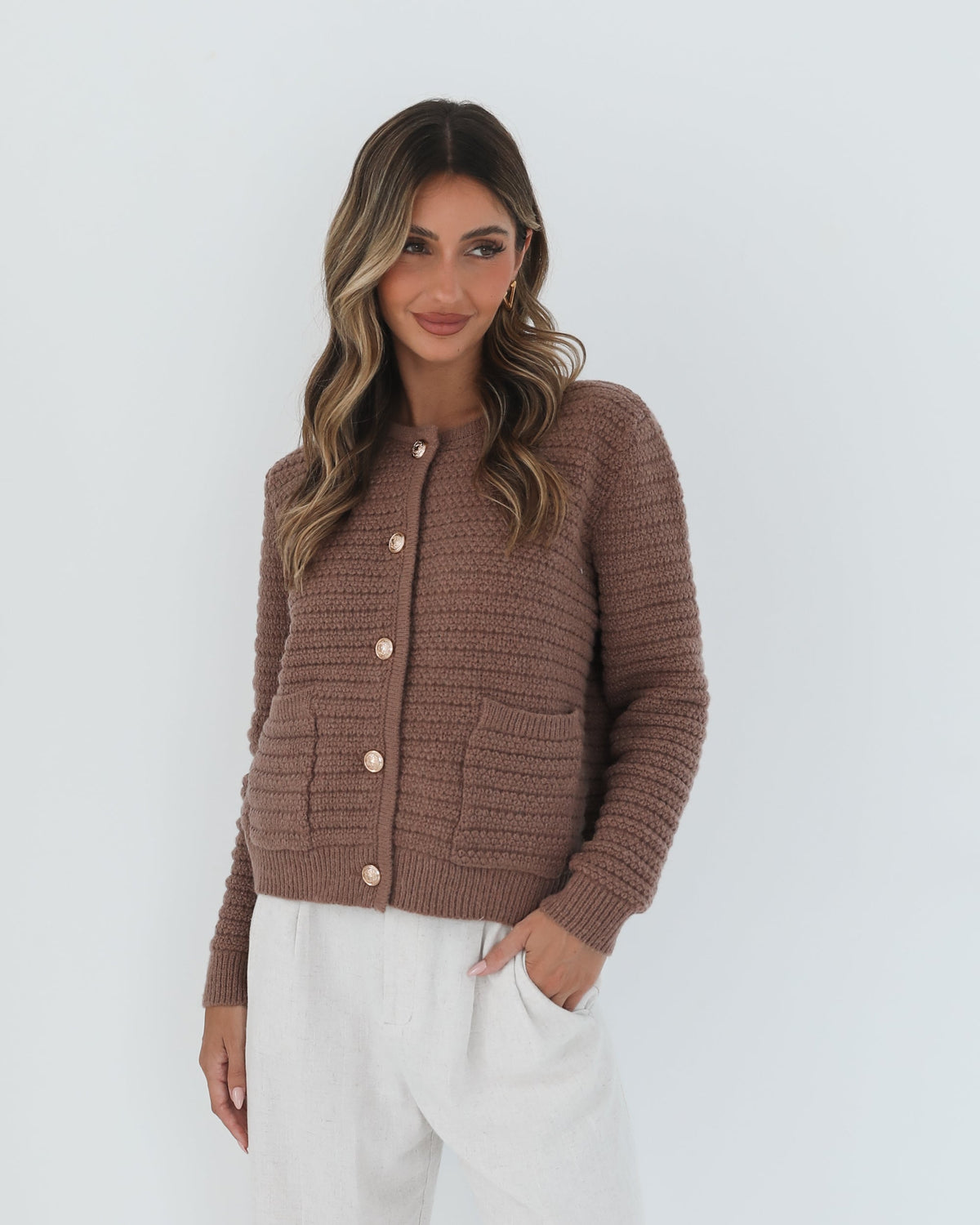 Anora Mocha Cardigan | Women's Knit Cardigan