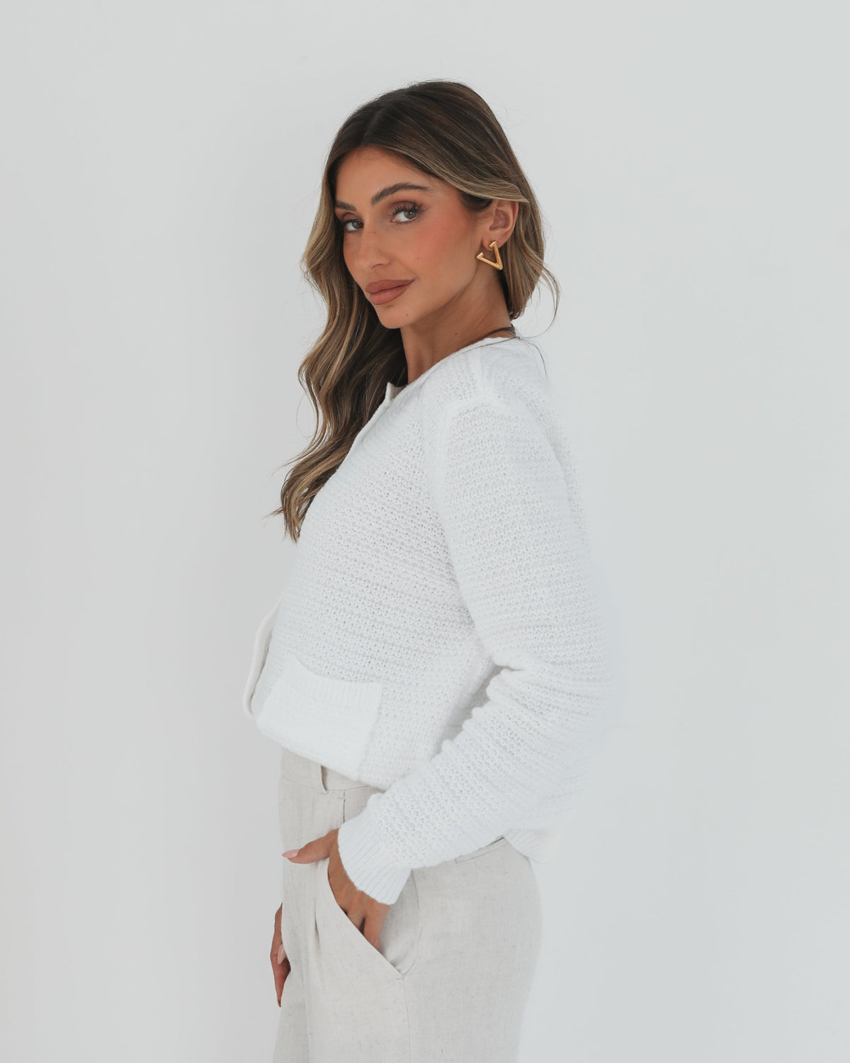 Anora White Cardigan | Women's Knit Cardigan
