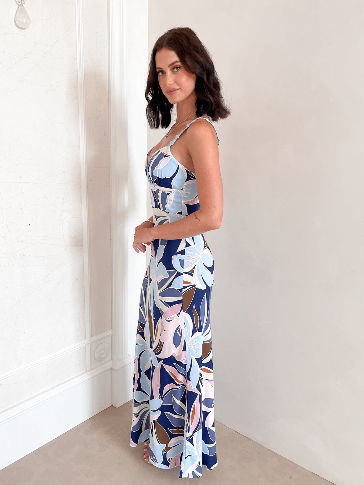 Audisa Blue Floral Dress | Women's Floral Maxi Dress