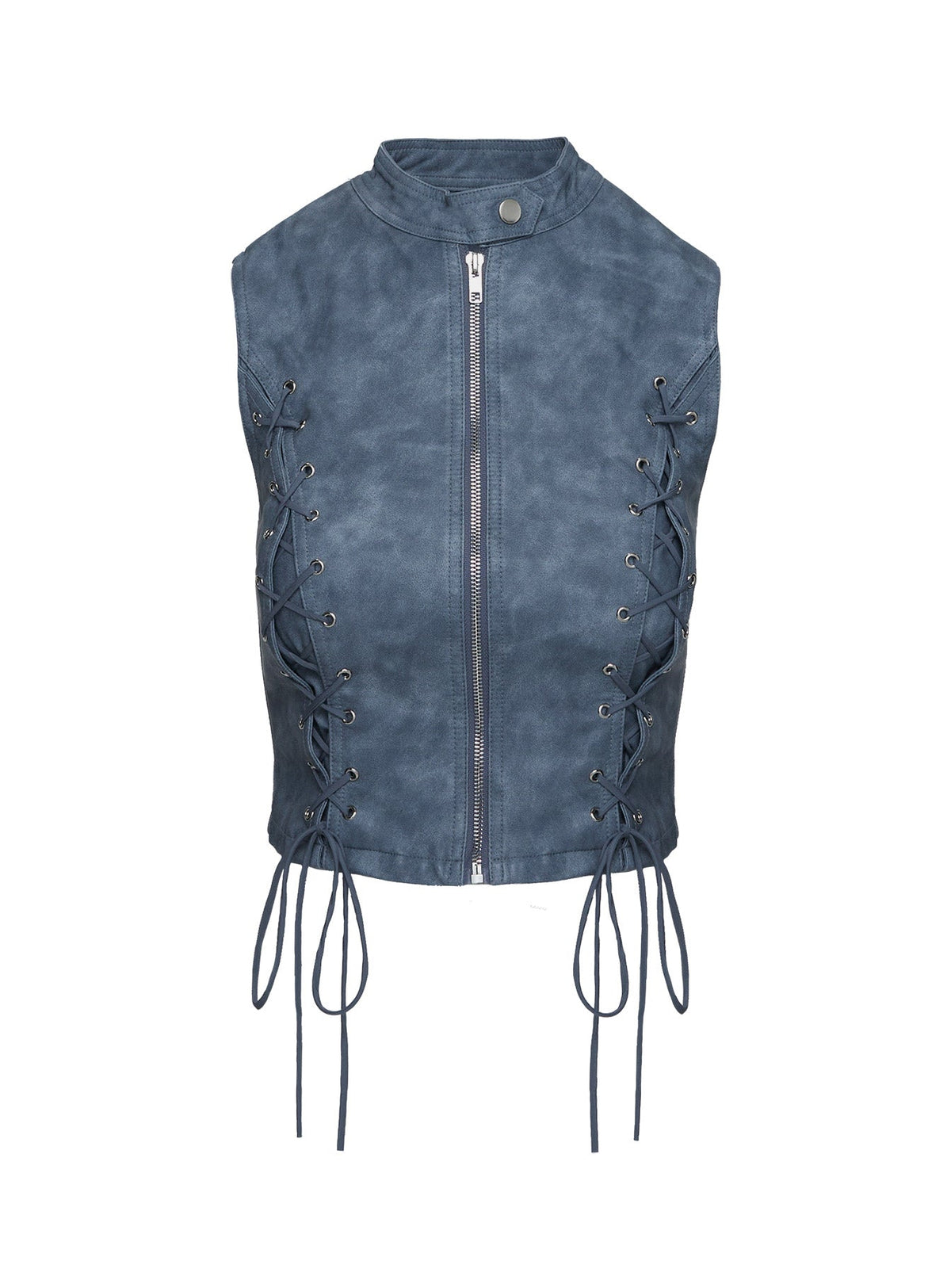 Ceejay Faux Leather Top Blue