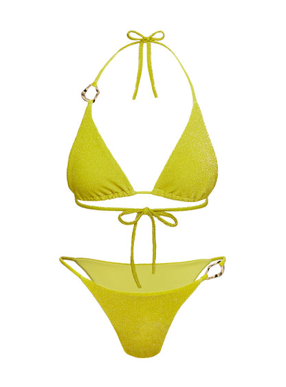 Breeze Glitter Triangle Bikini Top Green