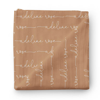 Personalized Camel Baby Name Swaddle Blanket - Script