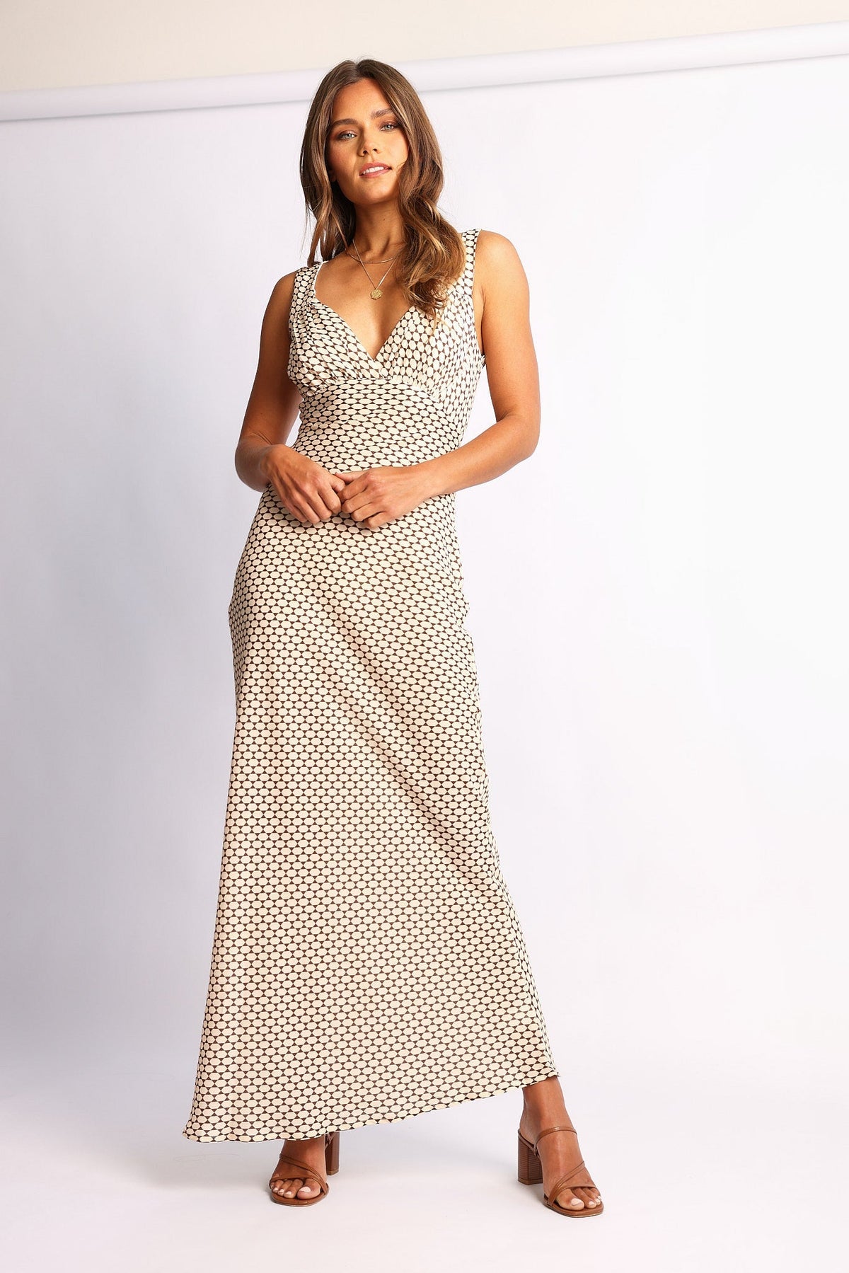 Charlette Brown Print Maxi Dress | Women's Printed Maxi Dress