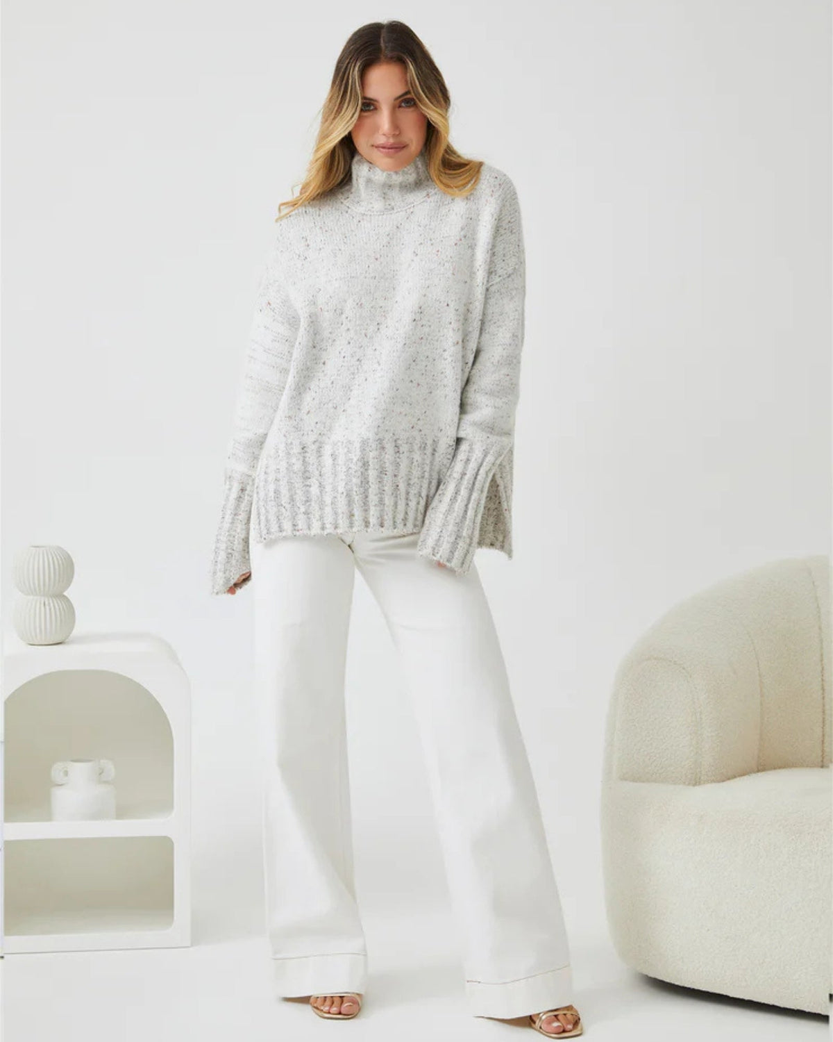 Chesterfield Jumper - Grey | Women's Heavyweight Turtleneck Jumper