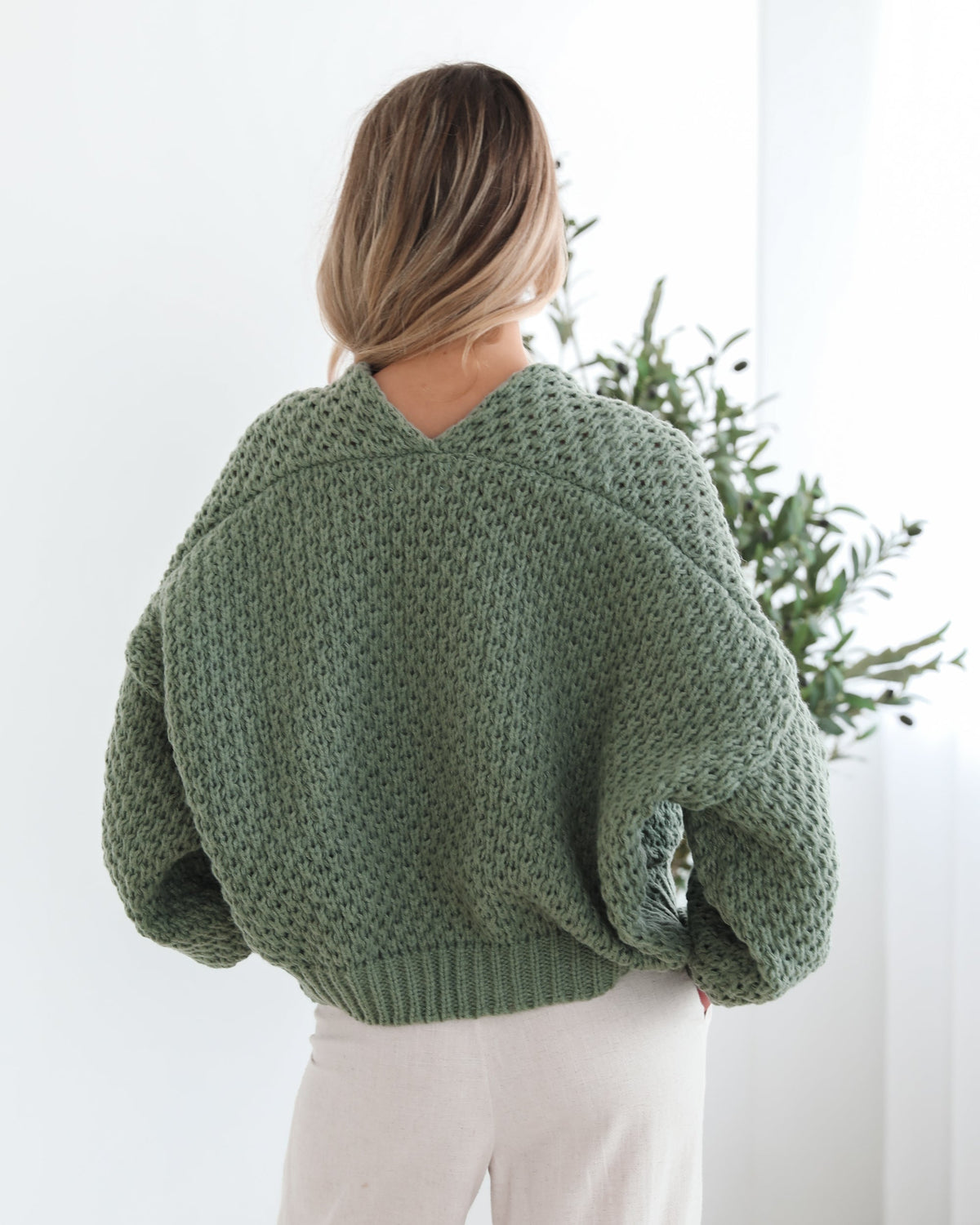 Dorine Cardigan - Forest Green | Women's Wool Blend Open Front Cardigan