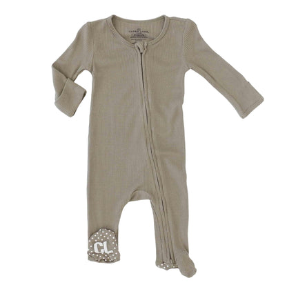 Eucalyptus Bamboo Waffle Zipper Footie