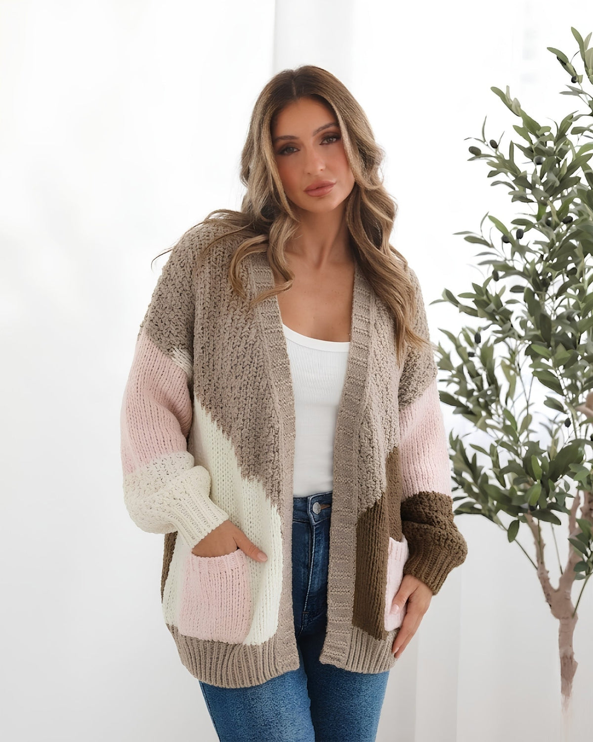 Felisha Knit - Latte | Women's Open Front Knit Cardigan