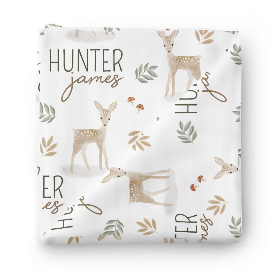 Finley's Fawn Personalized Swaddle Blanket