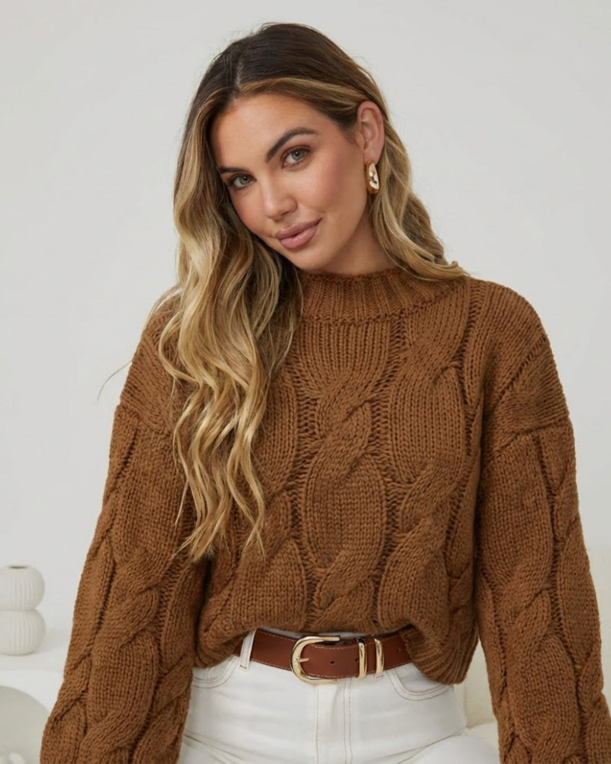 Hadi Knit - Cinnamon | Women's Cable Knit Jumper