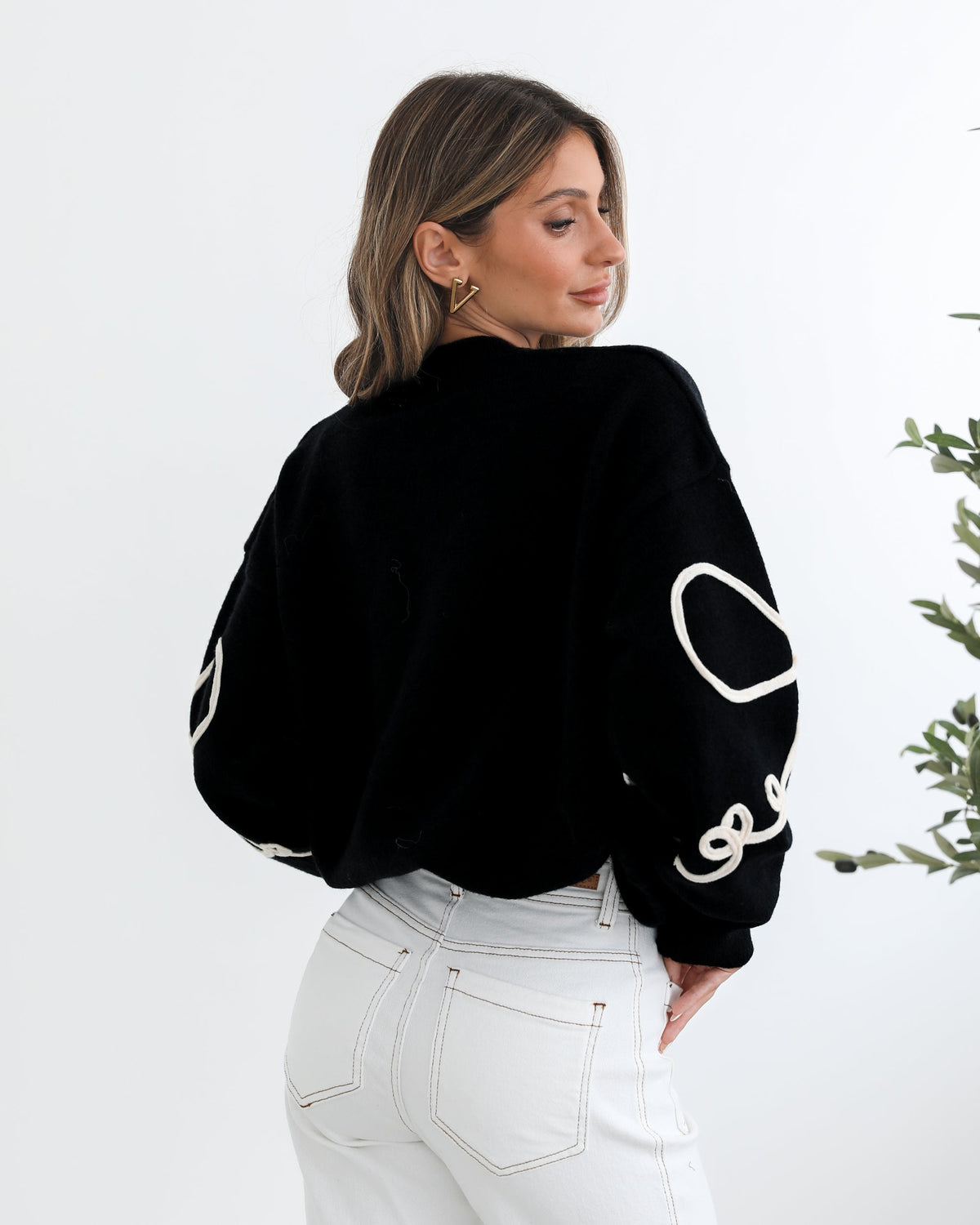 Junaelle Knit Black Multi | Women's Bow Detail Knit Jumper