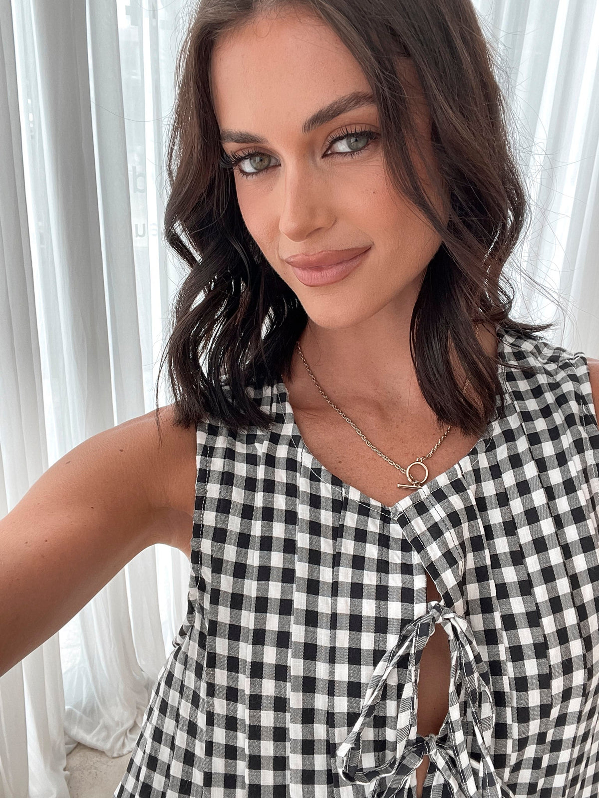 Kearah Black Gingham Dress | Women's Gingham Midi Dress