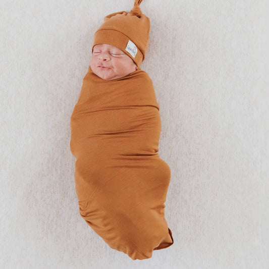 Knit Swaddle Blanket - Camel
