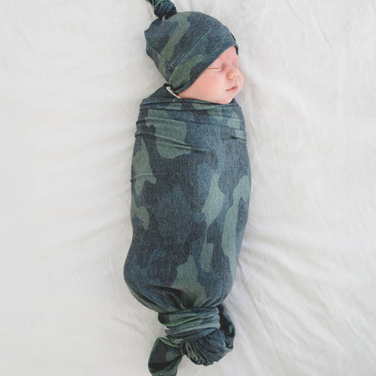 Knit Swaddle Blanket - Hunter