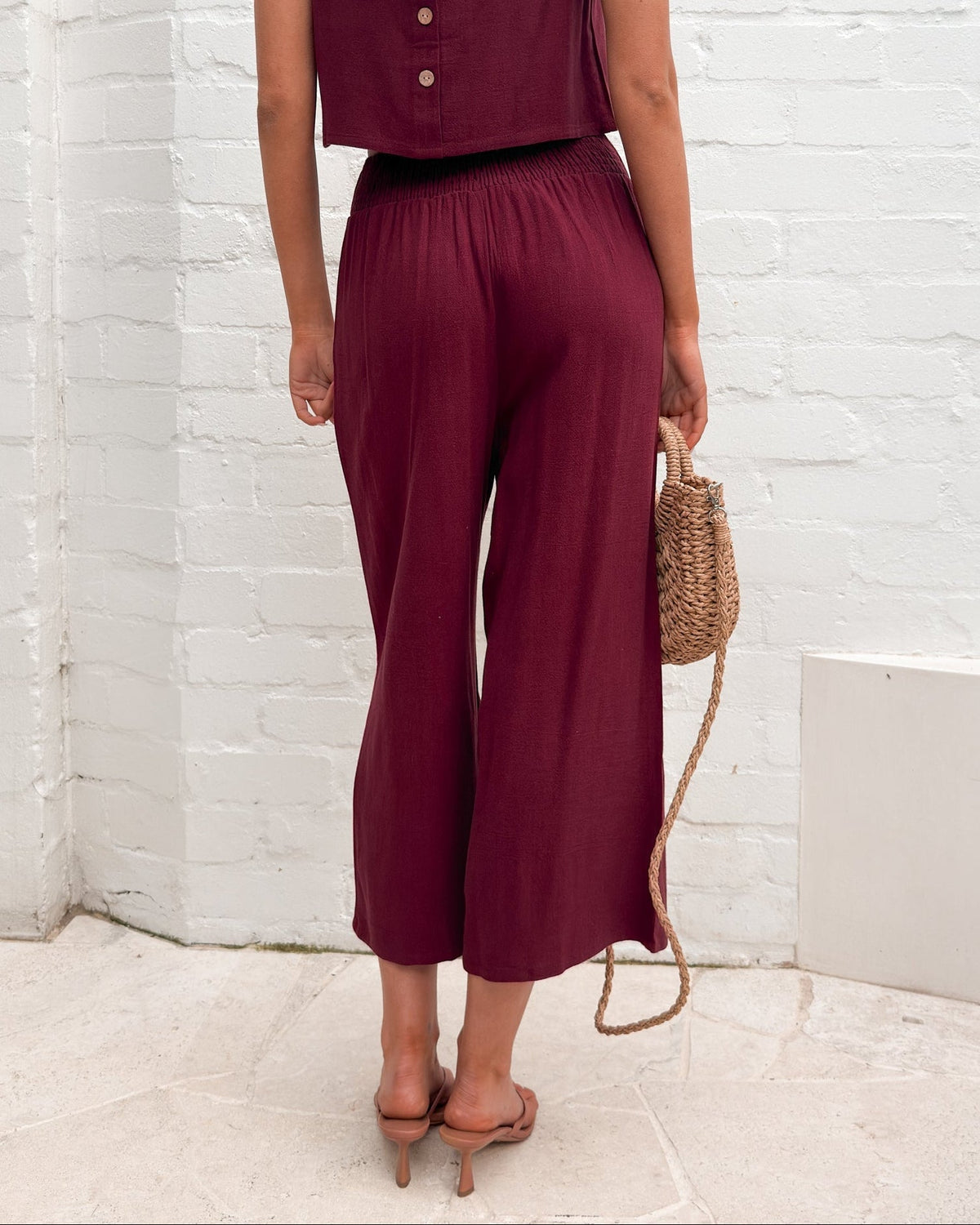 Lighthouse Bordeaux Linen Pants | Women's Wide Leg Linen Pants