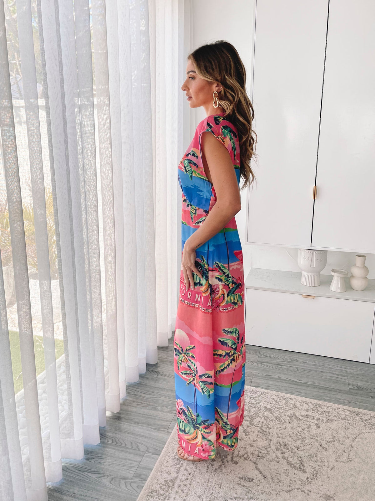 Lilibeth Pink Print Dress | Women's Tropical Maxi Dress