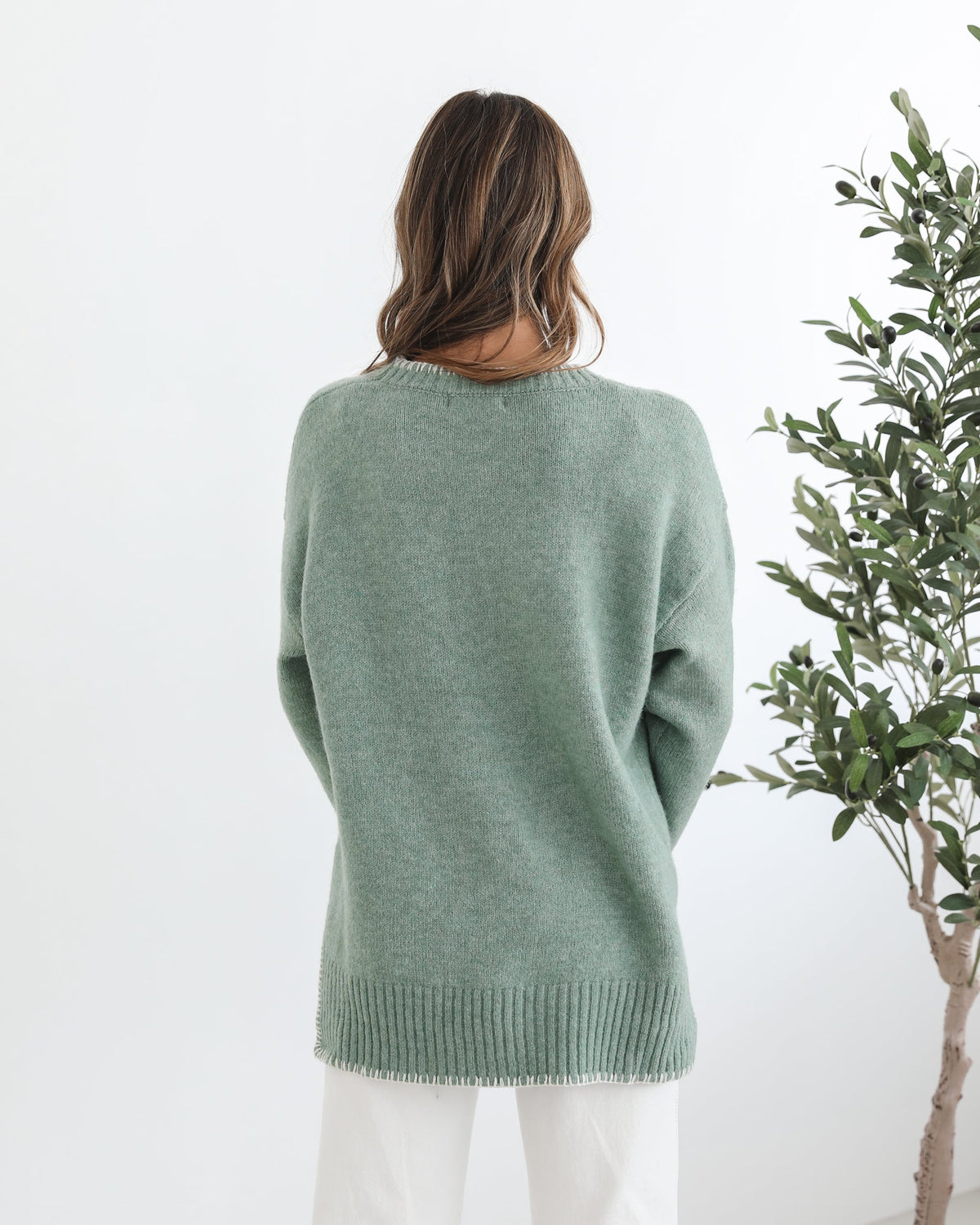 Nasheia Knit - Sage | Women's Wool Blend Knit Jumper