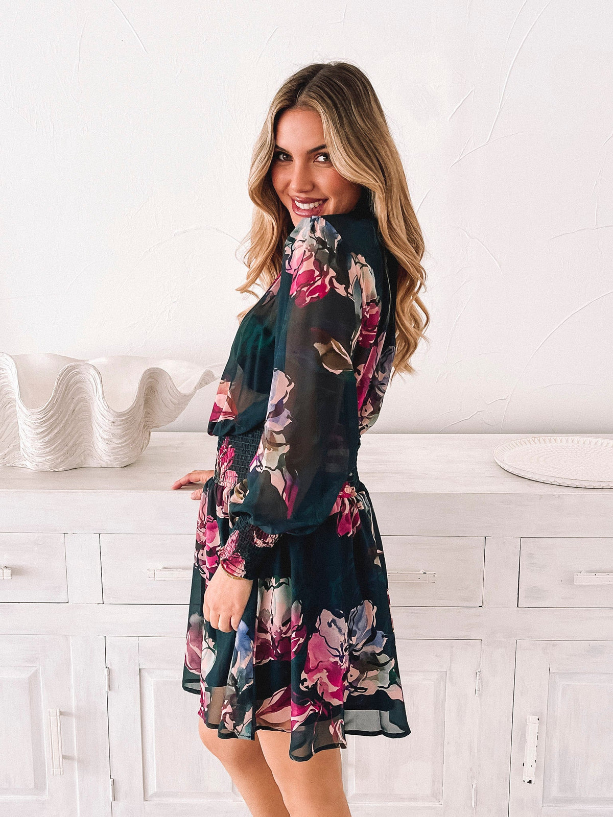 Neary Emerald Floral Dress | Women's Floral Mini Dress