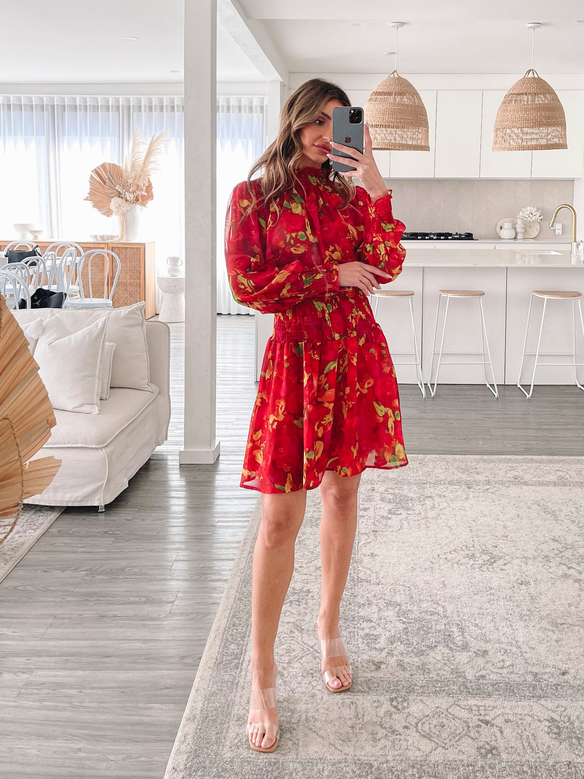 Neary Red Watercolour Dress | Women's Printed Mini Dress