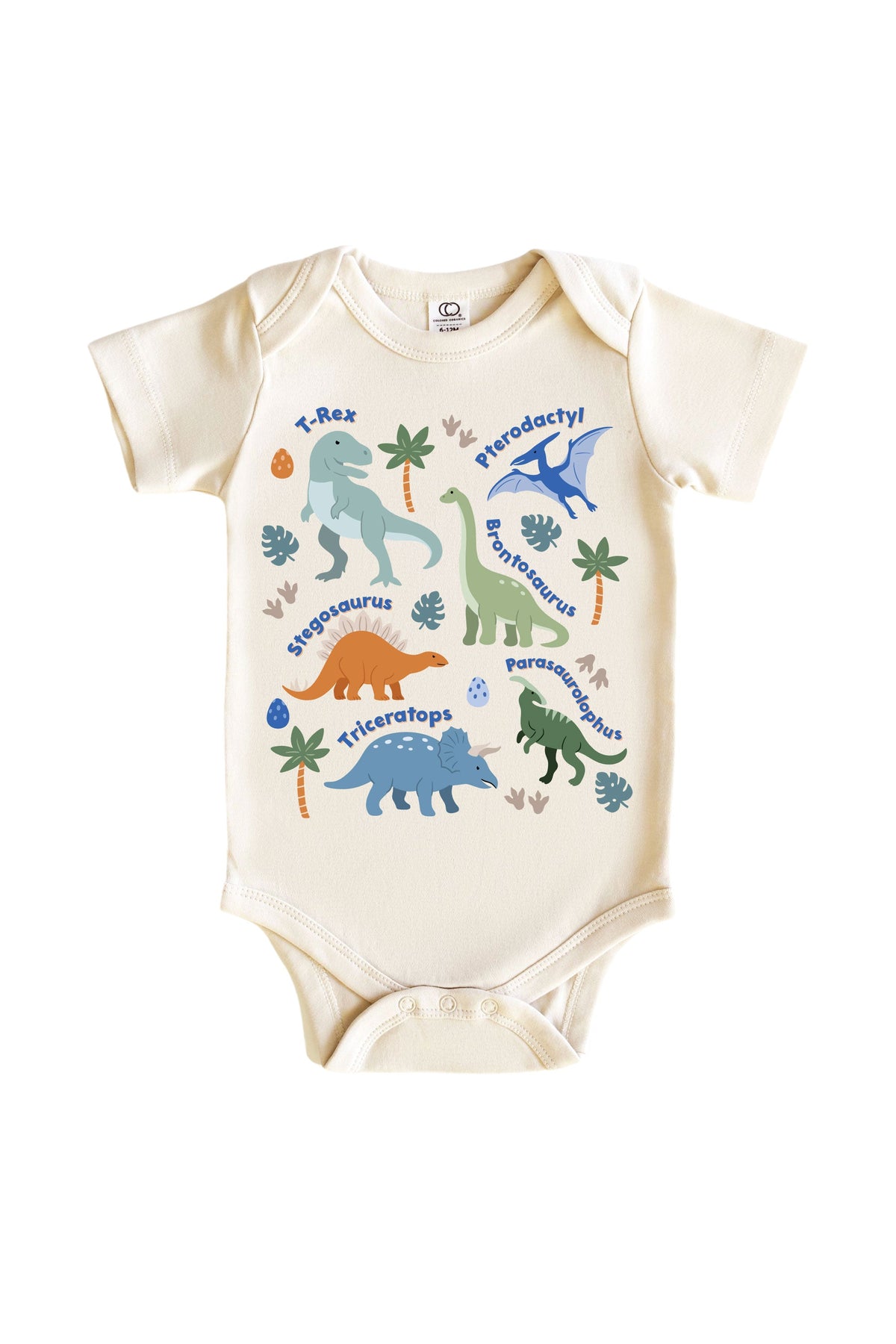 Dino Names Neutral Graphic Bodysuit & Kids Tee | Natural