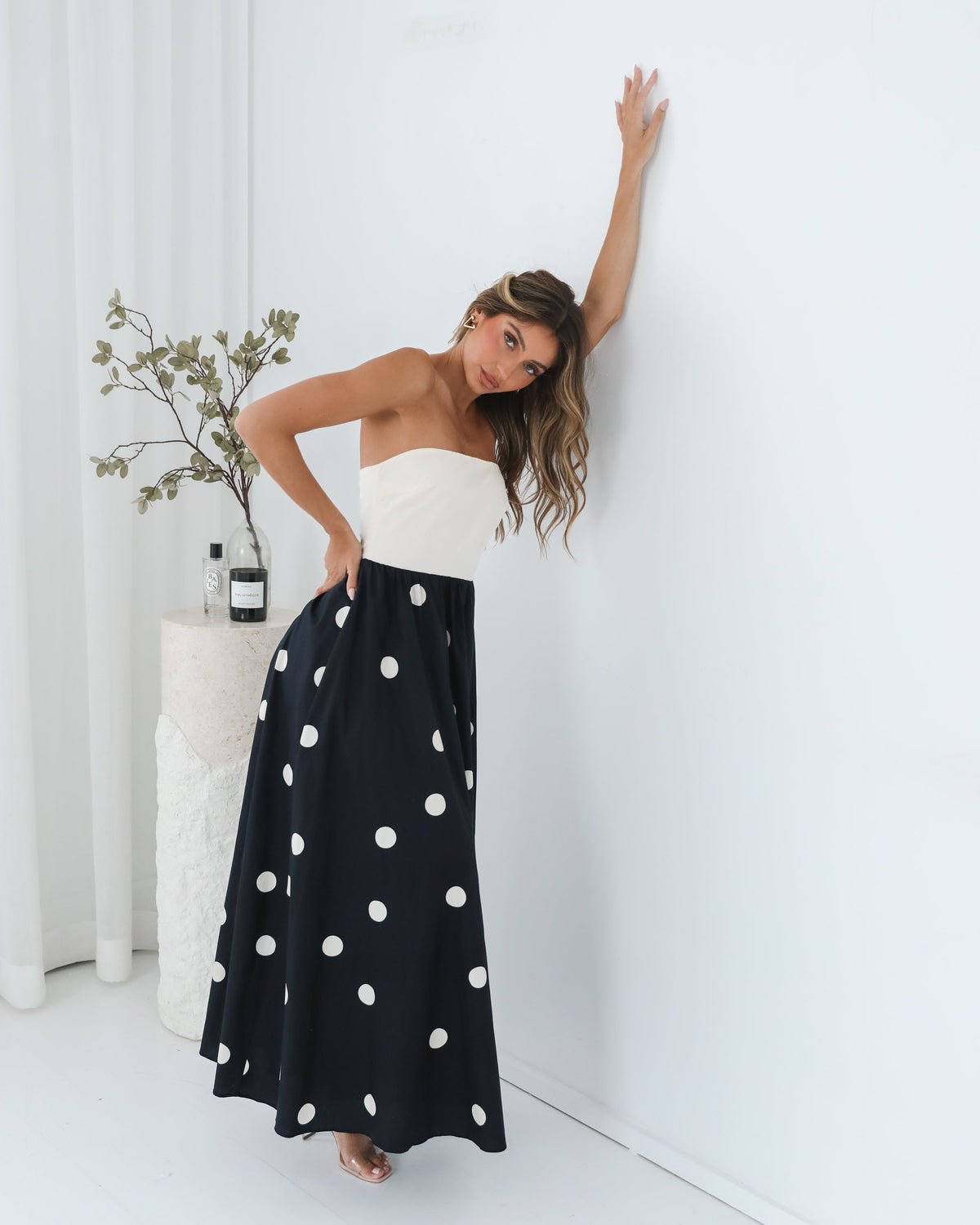 Orivelle Dress - Multi Spot | Women's Strapless Maxi Dress
