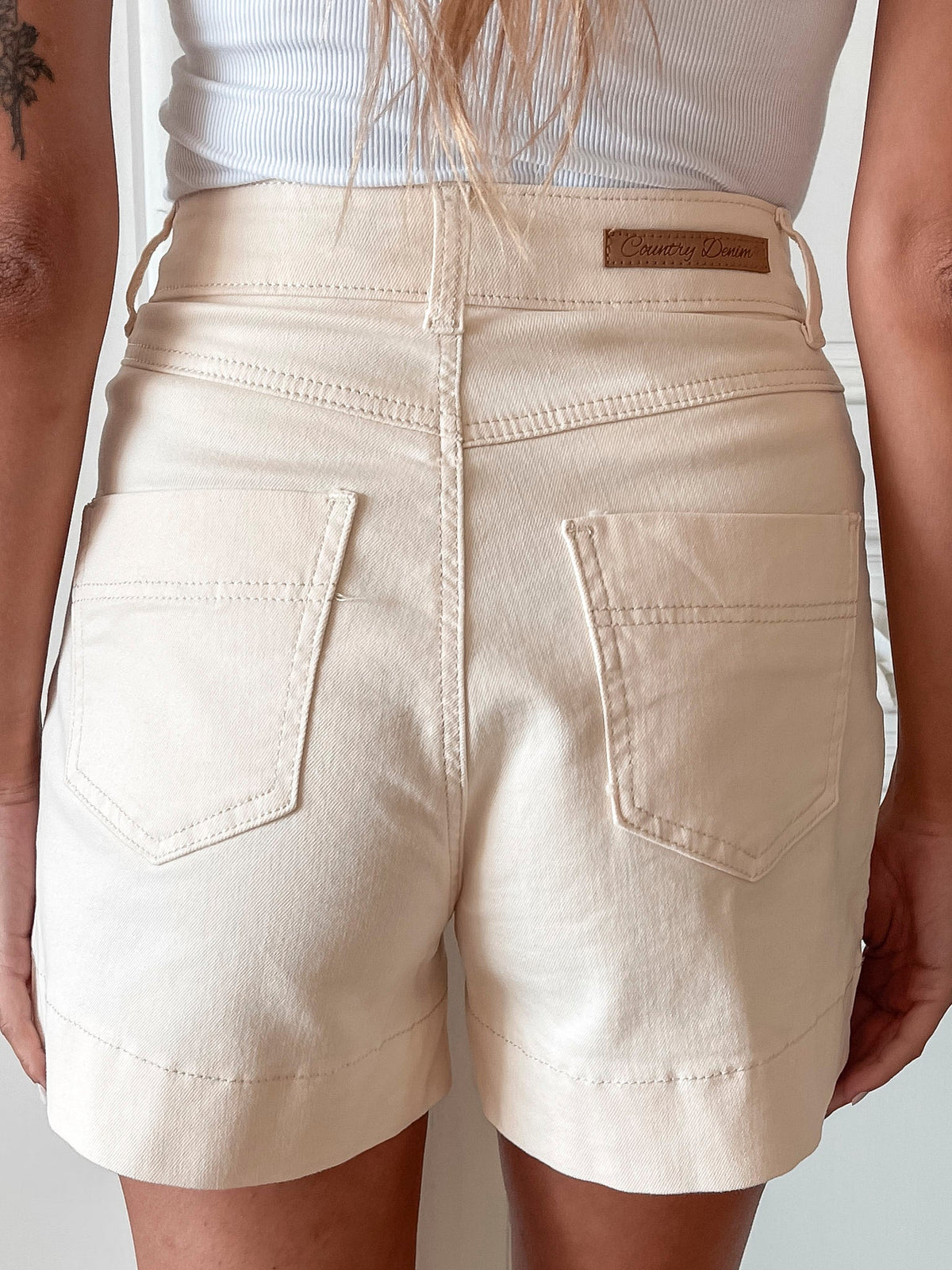Priella Cream Shorts | Women's High Waisted Shorts