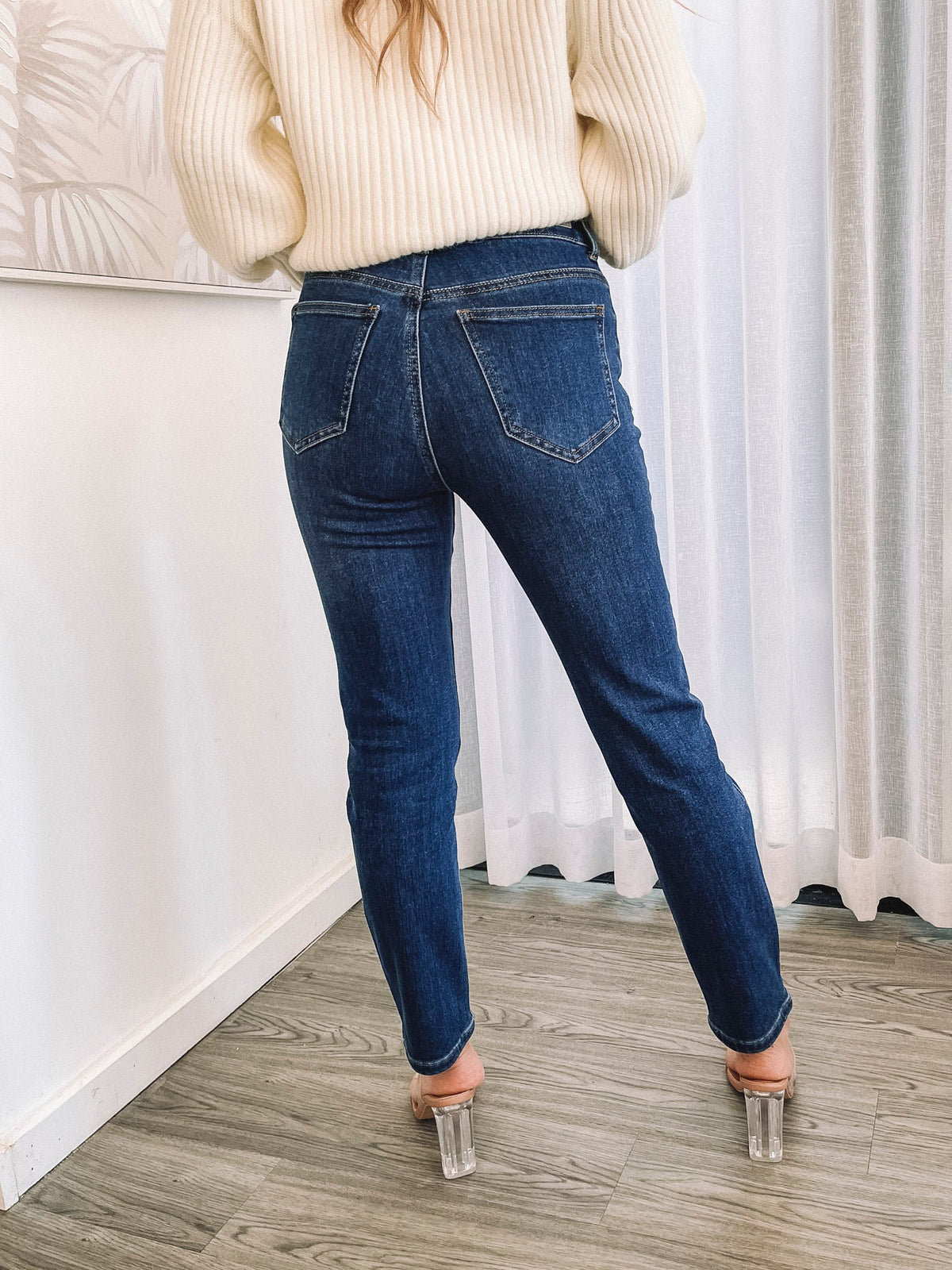 Thalira Dark Blue Jeans | Women's High Waisted Skinny Jeans