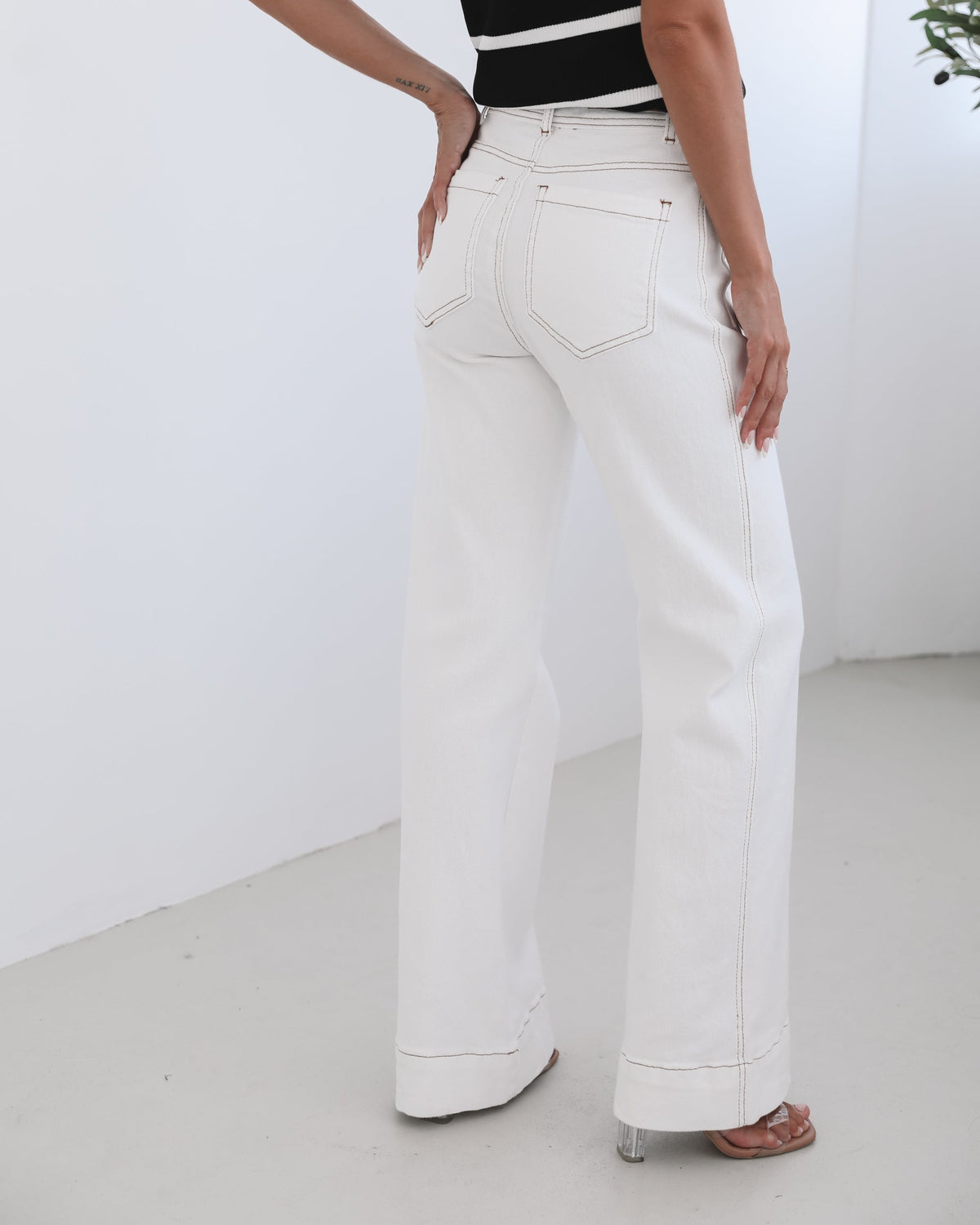 Yzabel Jeans - White Denim | Women's High Waist Wide Leg Jeans