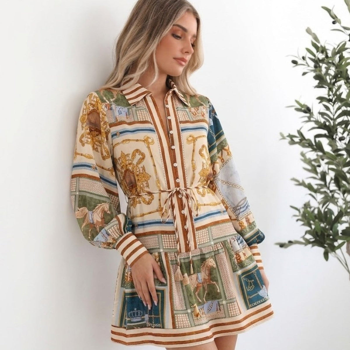 Zetian Dress - Multi Print | Women's Printed Shirt Dress
