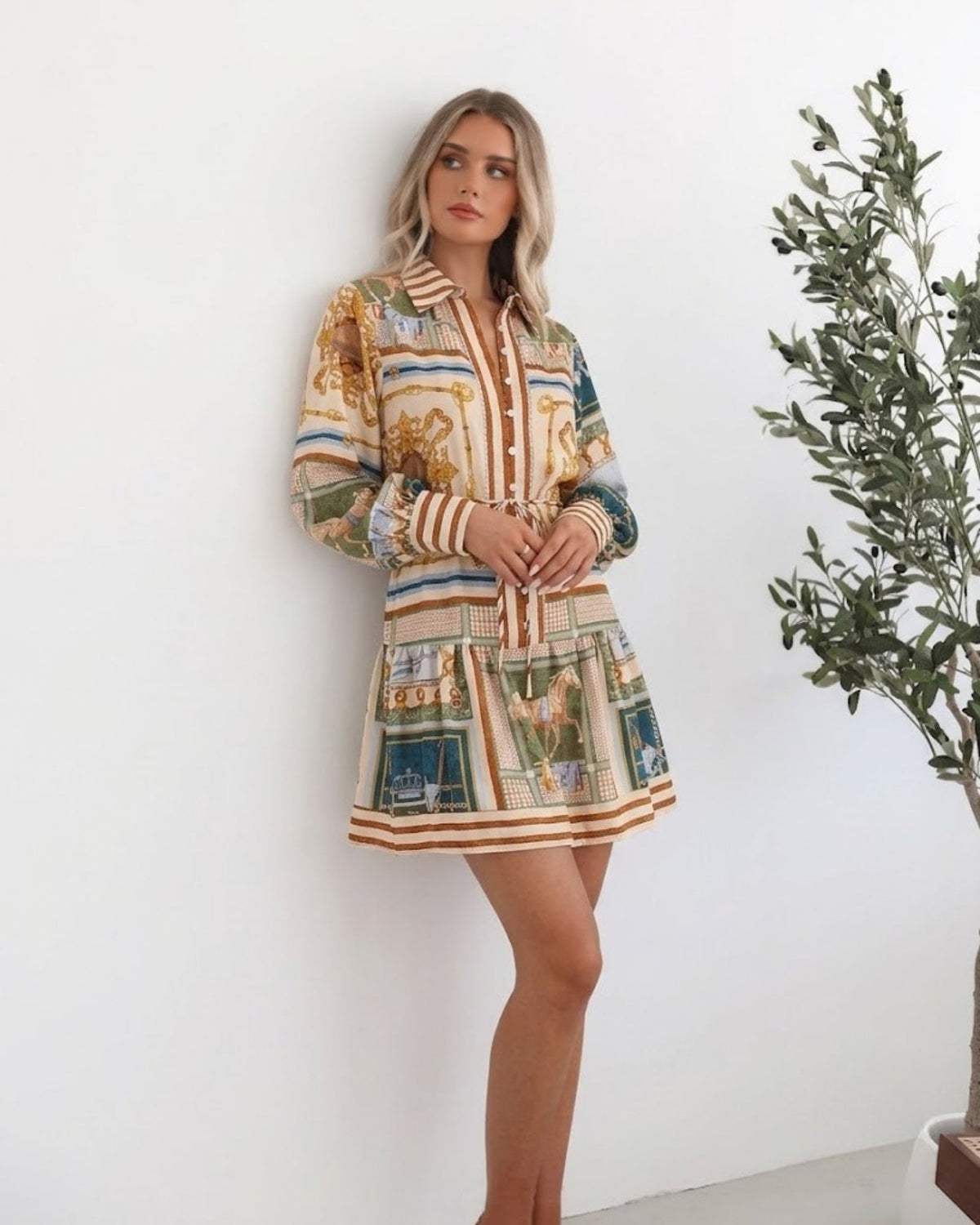 Zetian Dress - Multi Print | Women's Printed Shirt Dress