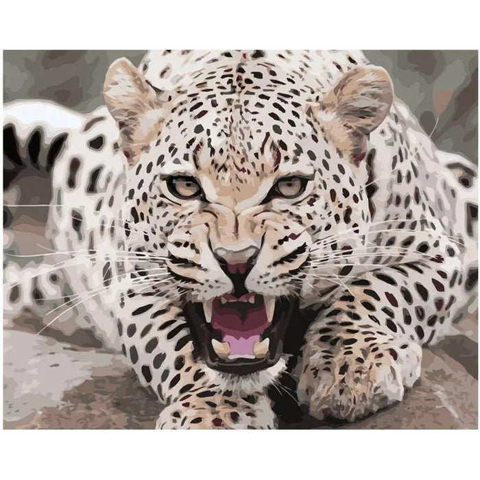 A Leopard On The Defense Paint By Numbers Kit