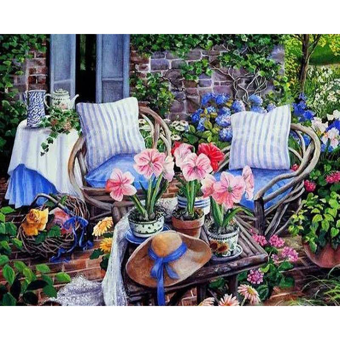 A Terrace Invaded By Nature Paint By Numbers Kit