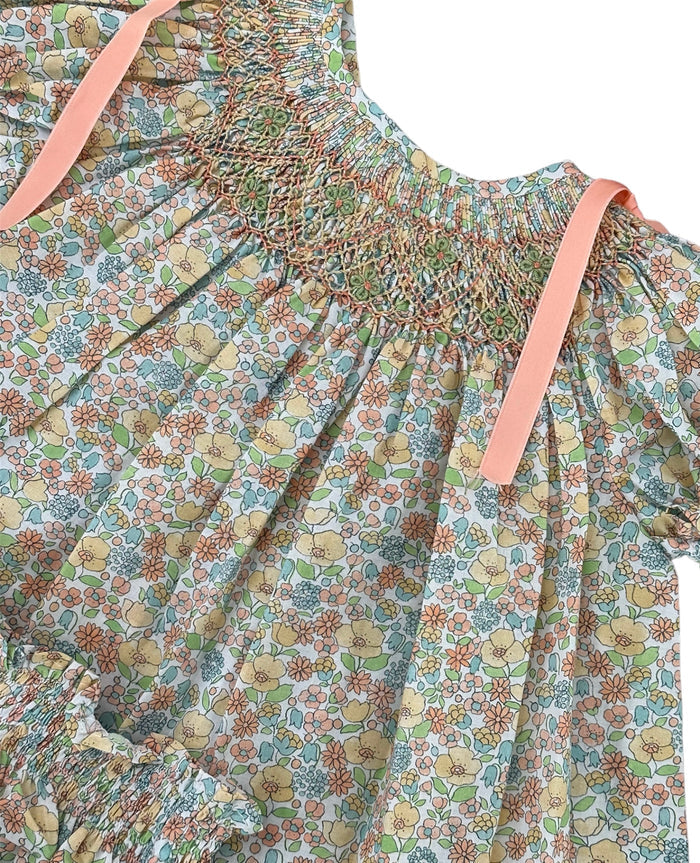 Amanza Handsmocked Green Floral Set