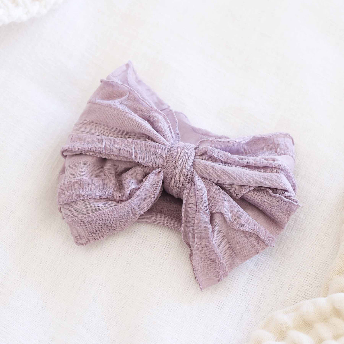 Large Ruffle Knit Bow | Purples