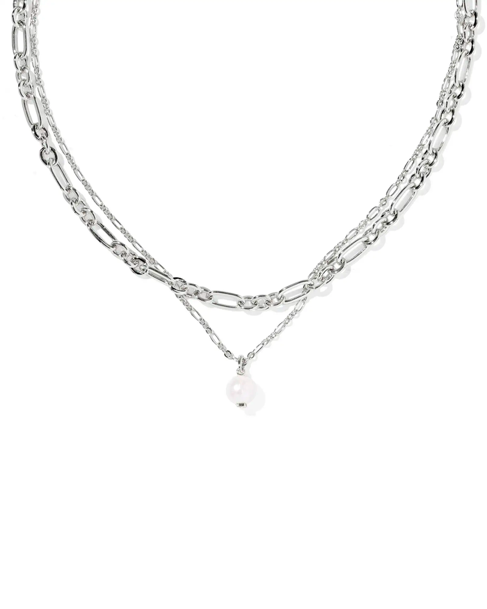Ashton Multi Strand Necklace Freshwater Cultured Pearl Silver