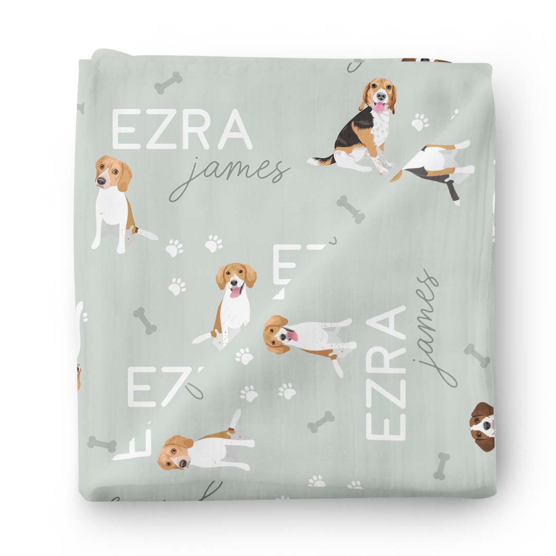 Personalized Baby Name Swaddle Blanket | Dog Breeds