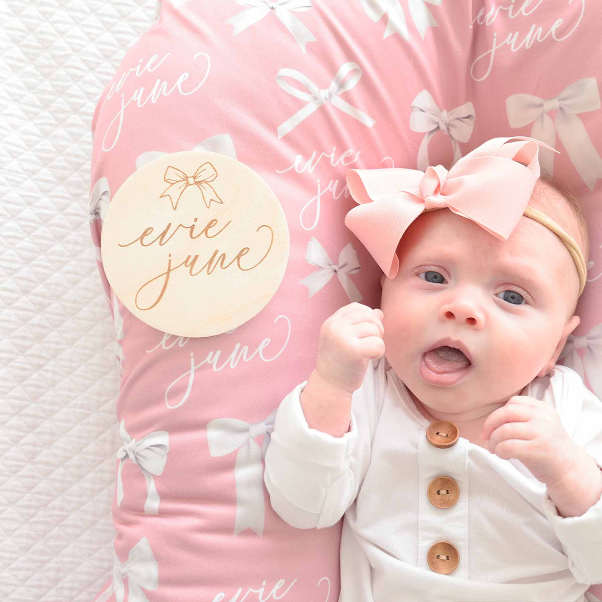 Personalized Baby Name Wood Announcement | Top Bow