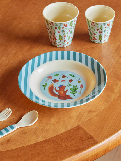 Bowl with Blue Happy Forest Print