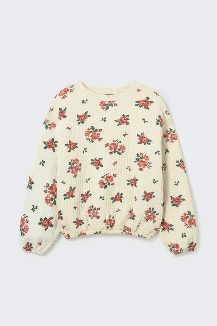 Celia Sweatshirt in Ivory Quilted Floral