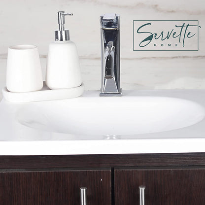 Ceramic Bathroom Set - Soap Pump, Cup & Dish - White
