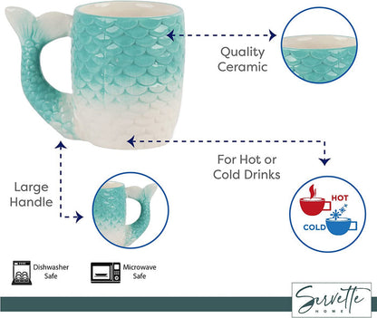Ceramic Ocean Themed Mermaid Tail Mug